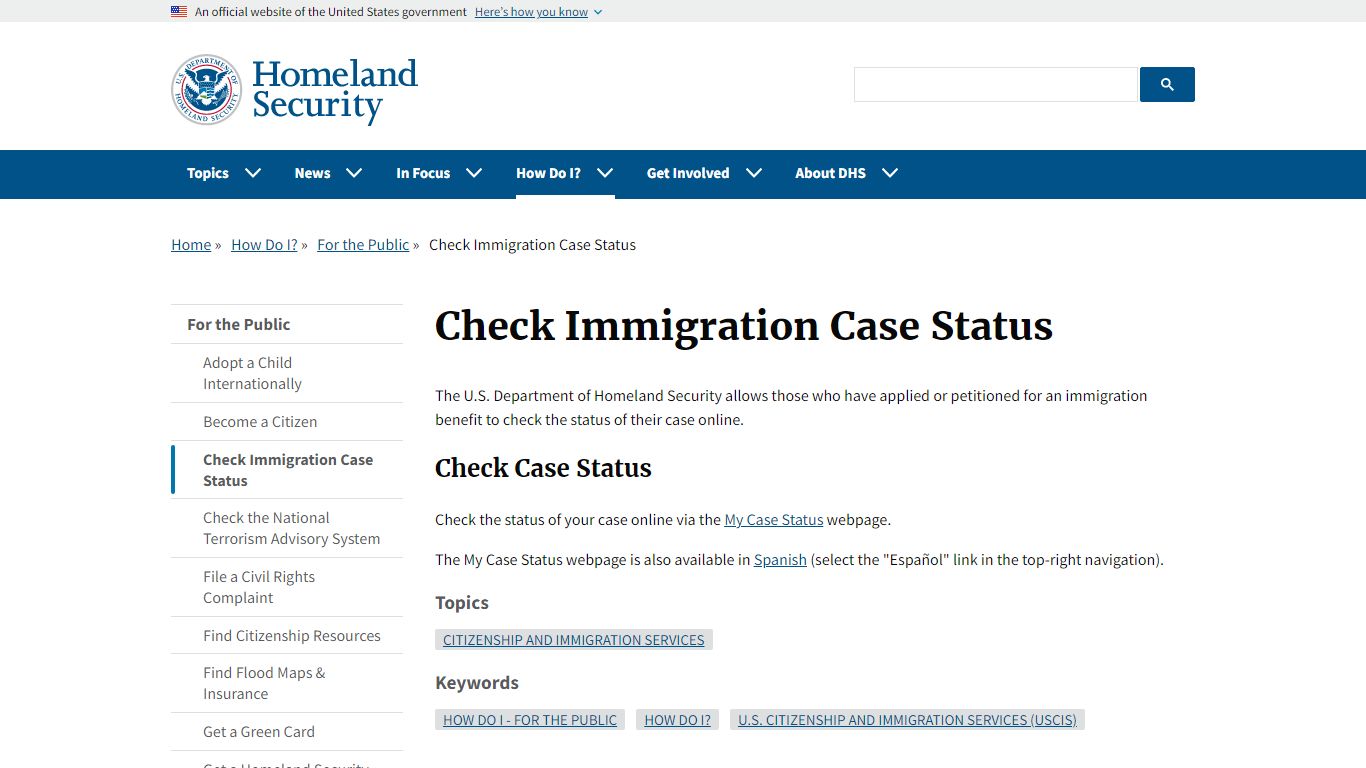 Check Immigration Case Status | Homeland Security